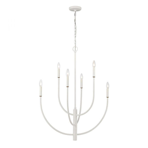 Elk Continuance 30 Inch Wide 6 Light Chandelier in White Coral Model: 82017/6