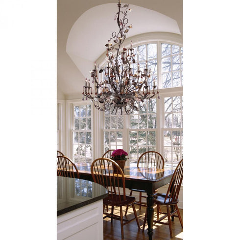Elk Cristallo Fiore 18 Light Chandelier in Deep Rust with Clear and Amber Florets Model: 85004