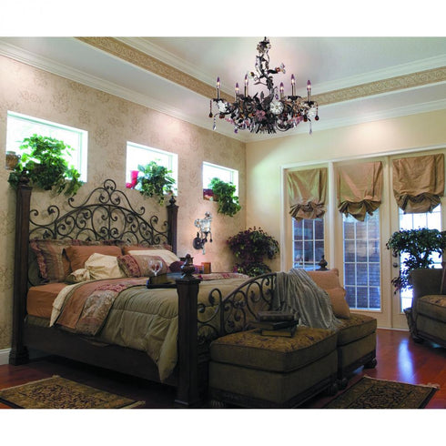 Elk Cristallo Fiore 6 Light Chandelier in Deep Rust with Clear and Amber Florets Model: 85002