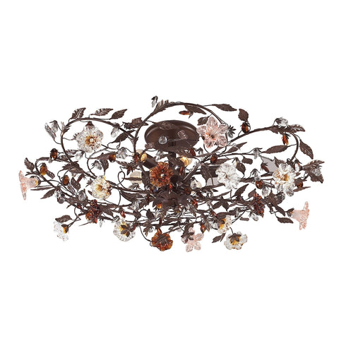 Elk Cristallo Fiore FLUSH MOUNT in Deep Rust Finish Model: 7047/6