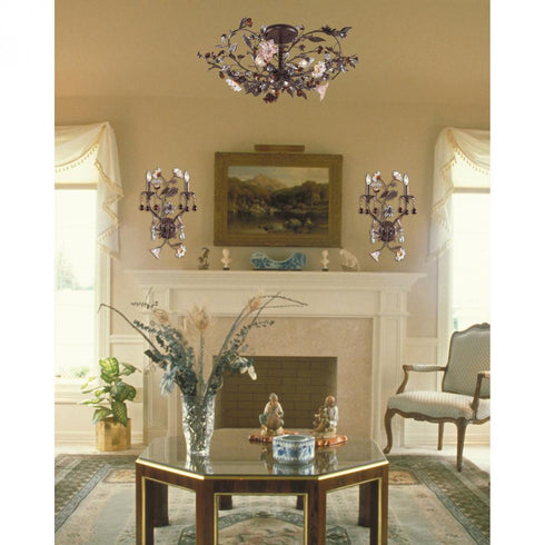 Elk Cristallo Fiore SEMI FLUSH MOUNT in Deep Rust Finish Model: 7046/3