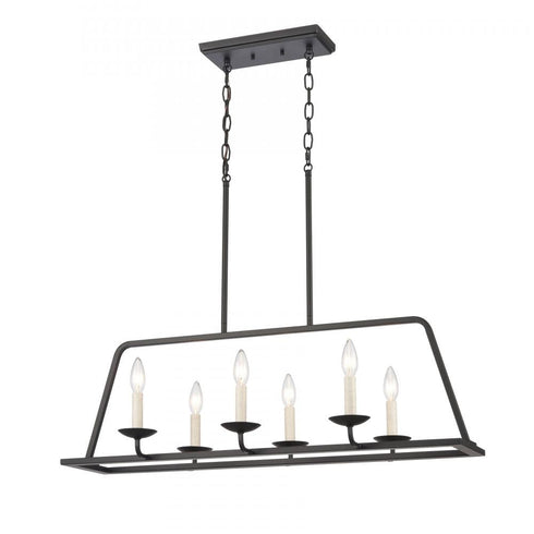 Elk Ellisville 34 Inch Wide 6 Light Chandelier in Matte Black Model: 90251/6