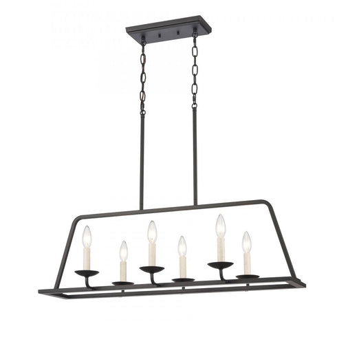 Elk Ellisville 34 Inch Wide 6 Light Chandelier in Matte Black Model: 90251/6