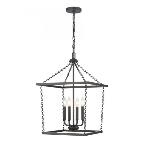 Elk Emmett 17 Inch Wide 4 Light Pendant in Matte Black Model: EC89804/4