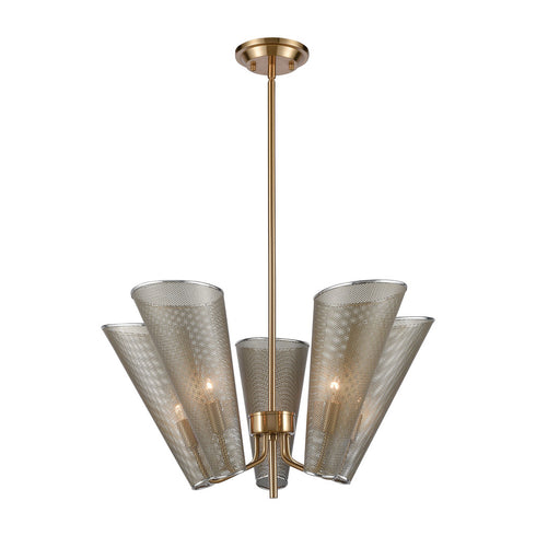 Elk Encore 5 Light CHANDELIER in Antique Silver Satin Brass Satin Brass Finish Model: D4170