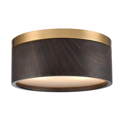Elk Engel 12 Inch Wide 2 Light Flush Mount Satin Brass with Ebony Model: 82333/2