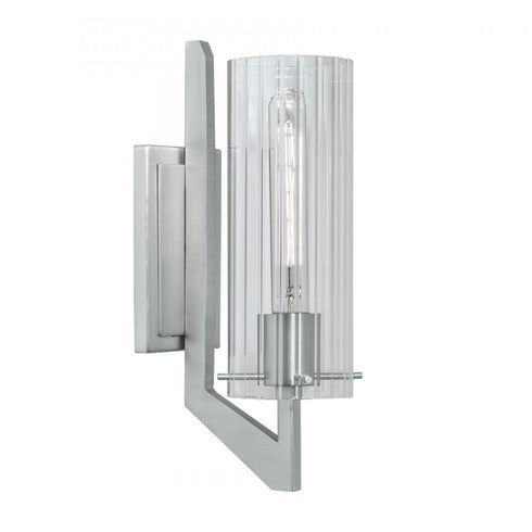 Elk Faceted 12.75 Inch High 1 Light Sconce in Brushed Nickel Model: 8143-BN-CL