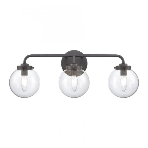 Elk Fairbanks 22.75 Inch Wide 3 Light Vanity Light in Matte Black and Clear Model: EC89934/3