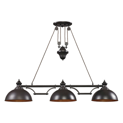 Elk Farmhouse ISLAND LIGHT in Oiled Bronze Finish Model: 65151-3