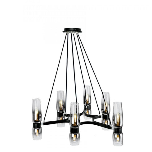Elk Flame 36 Inch Wide 12 Light Chandelier in Matte Black With Chrome Model: 9775-MBCH-CLGR