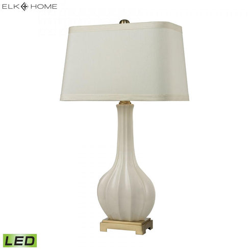 Elk Fluted Ceramic TABLE LAMP in White Finish Model: D2596-LED