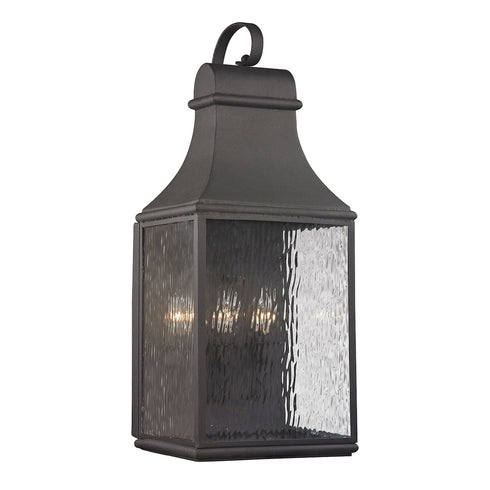 Elk Forged Jefferson EXTERIOR WALL SCONCE in Charcoal Finish Model: 47073/3