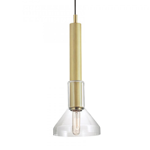 Elk_discontinued Funnel 7.63 Inch Wide 1 Light Pendant in Satin Brass Model: 5386-SB-CL
