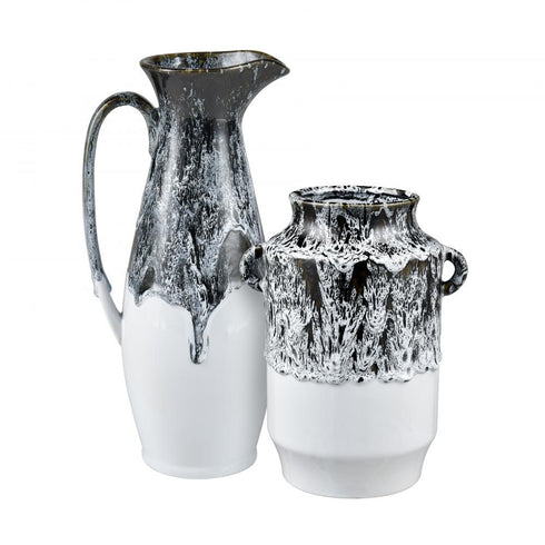 Elk Gallemore Pitcher in Black and White Glazed (2 pack) (2 pack) Model: S0017-9734