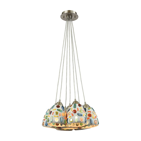 Elk Gemstone MINI PENDANT in Satin Nickel Finish Model: 542-7SR