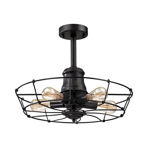 Elk Glendora SEMI FLUSH MOUNT in Wrought Iron Black Finish Model: 14259/5