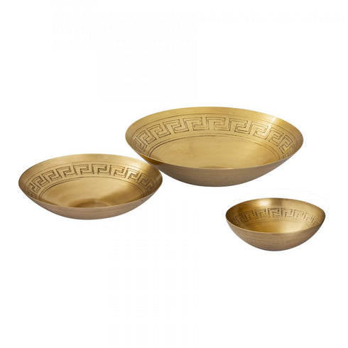 Elk Greek Key Bowl Set of 3 Brass in Antique Brass Finish Model: H0807-10667/S3