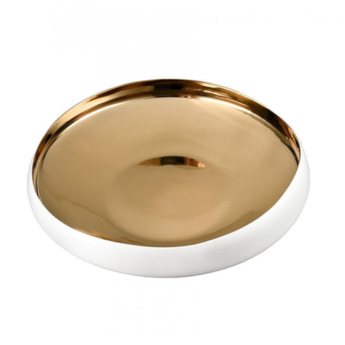 Elk Greer Bowl Low White and Gold Glazed (2 pack) (2 pack) in Matte White Finish Model: H0017-9746