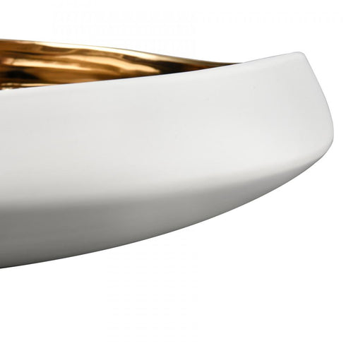 Elk Greer Bowl Low White and Gold Glazed (2 pack) (2 pack) in Matte White Finish Model: H0017-9746