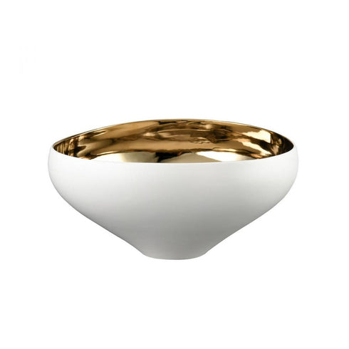 Elk Greer Bowl Tall White and Gold Glazed (2 pack) (2 pack) in Matte White Finish Model: H0017-9755