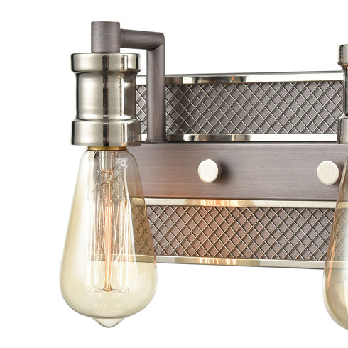 Elk Gridiron VANITY LIGHT in Weathered Zinc Polished Nickel Polished Nickel Finish Model: 15492/2