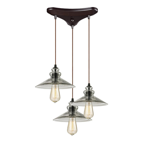 Elk Hammered Glass 3 Light MINI PENDANT in Oil Rubbed Bronze Finish Model: 10332/3