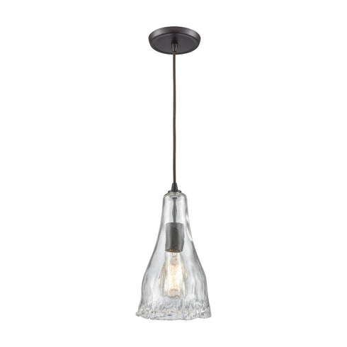 Elk Hand Formed Glass 1 Light MINI PENDANT in Oil Rubbed Bronze Finish Model: 10446/1