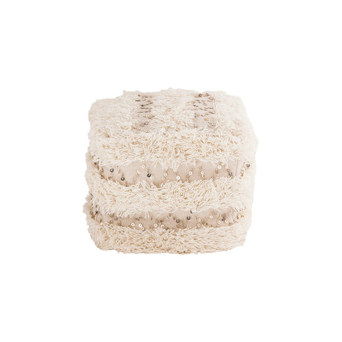 Elk Hannah PILLOW RUG TEXTILE POUF in Crema Finish Model: 920028