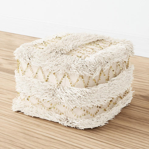 Elk Hannah PILLOW RUG TEXTILE POUF in Crema Finish Model: 920028