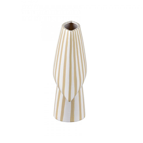 Elk Hawking Striped Vase Small in White Finish Model: H0017-10639