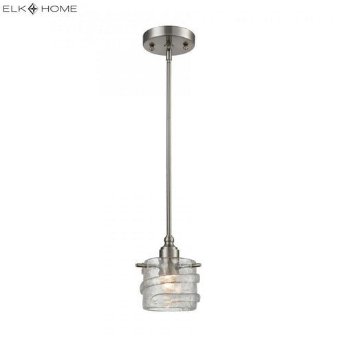 Elk Hiver 1 Light MINI PENDANT in Clear Brushed Nickel Brushed Nickel Finish Model: D3898