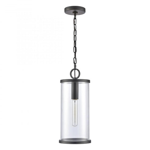 Elk Hopkins 7.25 Inch Wide 1 Light Outdoor Hanging Light Charcoal Black Model: 89495/1
