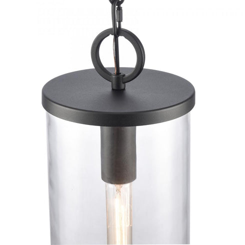 Elk Hopkins 7.25 Inch Wide 1 Light Outdoor Hanging Light Charcoal Black Model: 89495/1
