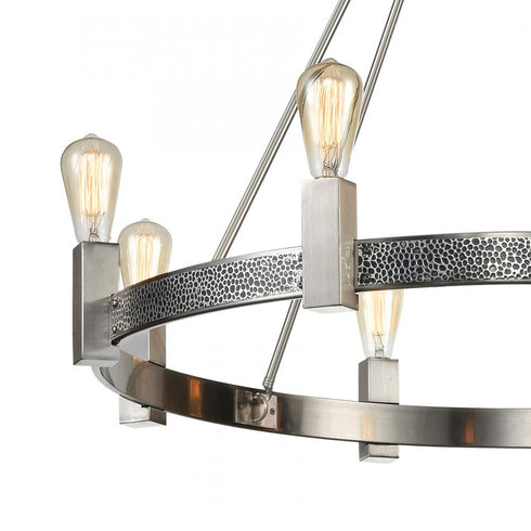 Elk Impression 8 Light CHANDELIER in Silver Satin Nickel Hammered Satin Nickel Satin Nickel Hammered Satin Nickel Finish Model: D4619