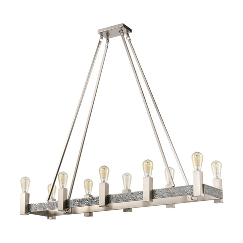 Elk Impression ISLAND LIGHT in Satin Nickel Hammered Satin Nickel Hammered Satin Nickel Finish Model: D4680