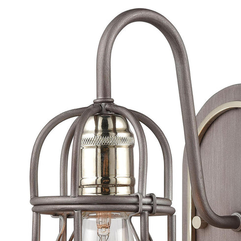 Elk Industrial Cage VANITY LIGHT in Weathered Zinc Polished Nickel Polished Nickel Finish Model: 55061/1