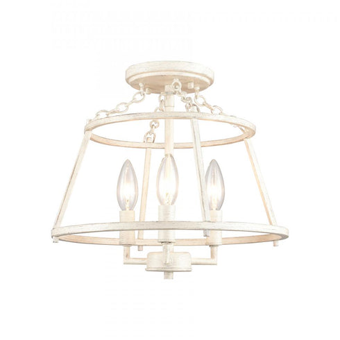 Elk Joanie 13 Inch Wide 3 Light Semi Flush Mount in Antique White Model: EC89683/3