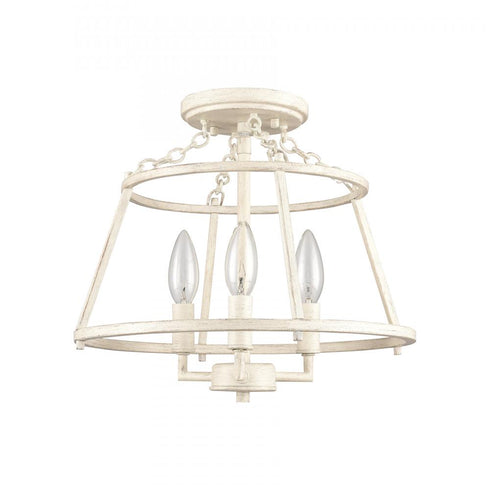 Elk Joanie 13 Inch Wide 3 Light Semi Flush Mount in Antique White Model: EC89683/3