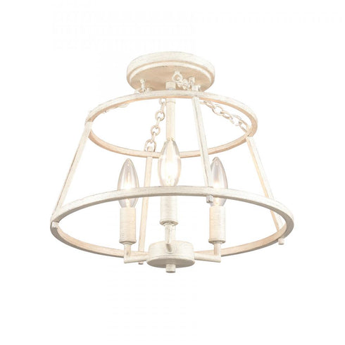 Elk Joanie 13 Inch Wide 3 Light Semi Flush Mount in Antique White Model: EC89683/3