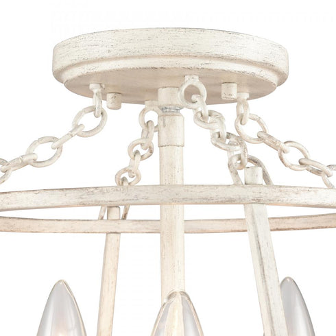 Elk Joanie 13 Inch Wide 3 Light Semi Flush Mount in Antique White Model: EC89683/3