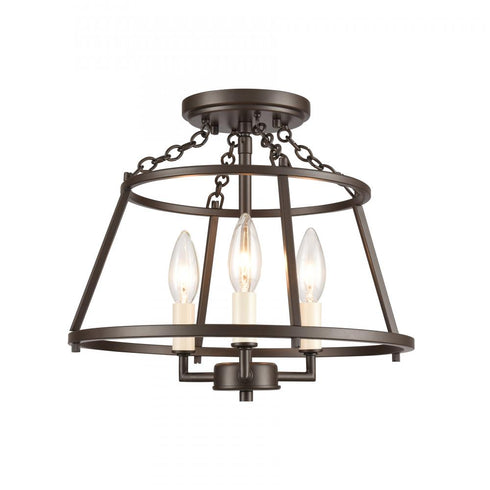 Elk Joanie 13 Inch Wide 3 Light Semi Flush Mount in Old Bronze Model: EC89693/3