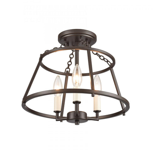 Elk Joanie 13 Inch Wide 3 Light Semi Flush Mount in Old Bronze Model: EC89693/3