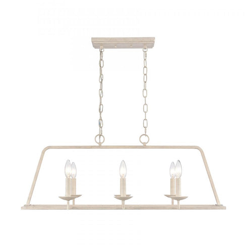 Elk Joanie 34 Inch Wide 6 Light Linear Chandelier in Antique White Model: EC89685/6