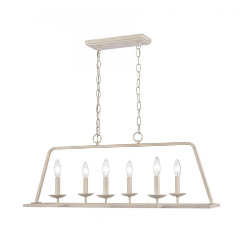 Elk Joanie 34 Inch Wide 6 Light Linear Chandelier in Antique White Model: EC89685/6