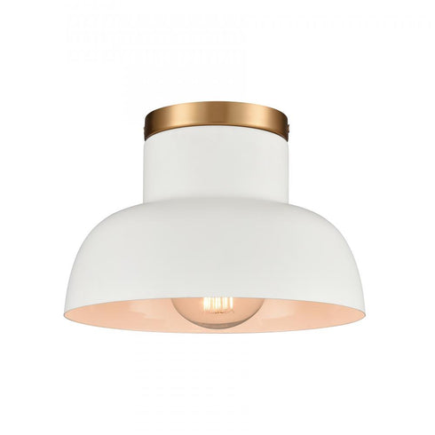 Elk Lewellen 10 Inch Wide 1 Light Semi Flush Mount in Matte White Model: EC89704/1