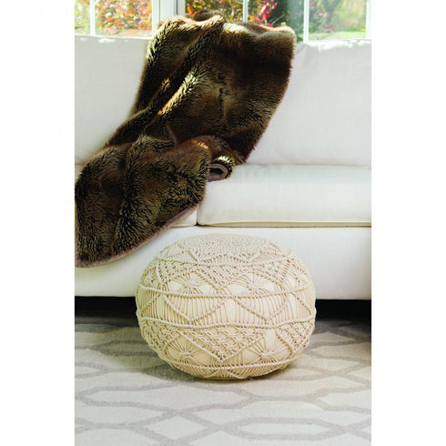 Elk Lilou PILLOW RUG TEXTILE POUF in Cream Finish Model: 920004