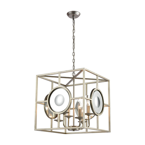 Elk Magnitude 4 Light CHANDELIER in Silver Leaf Mirror Mirror Finish Model: D4127