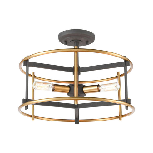 Elk Millington SEMI FLUSH MOUNT in Charcoal Finish Model: 46651/3