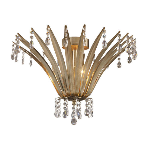 Elk Naples 3 Light FLUSH MOUNT in Antique Silver Leaf Finish Model: 3919/3
