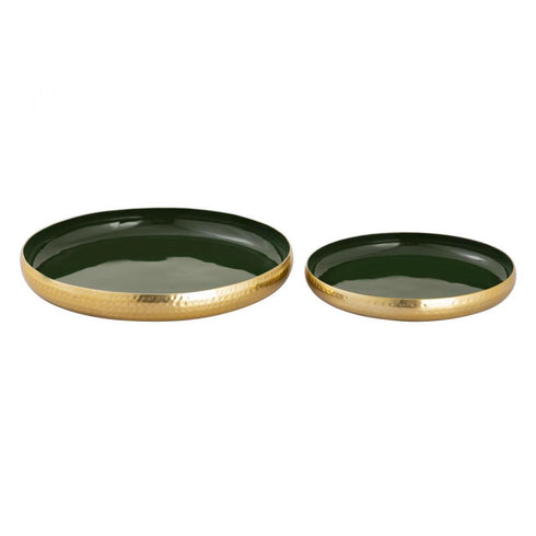 Elk Nelson Tray Set of 2 in Dark Green Enamel (2 pack) (2 pack) Model: H0897-9781/S2